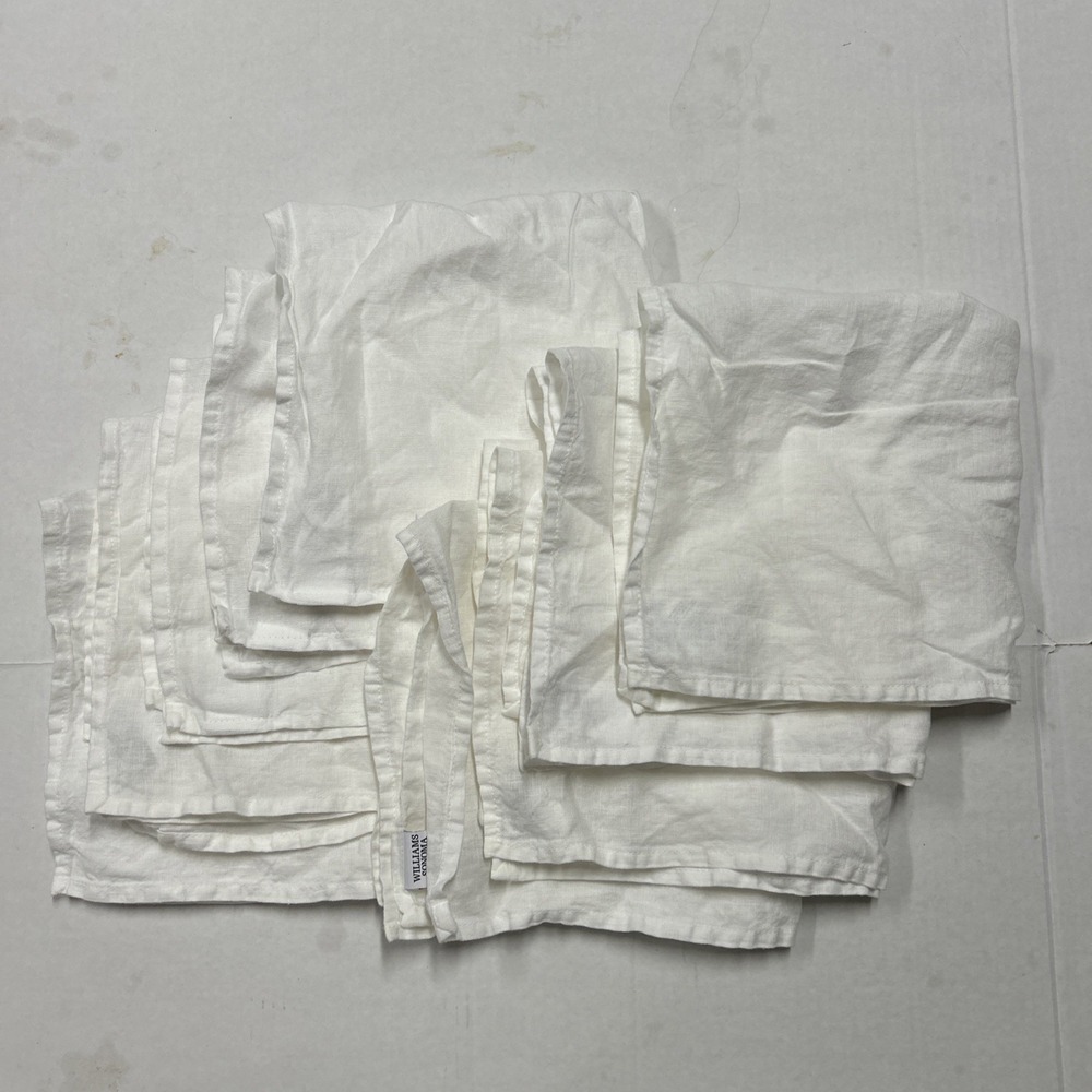Williams Sonoma Linen Napkins 9 pc Set White Woven Coastal Holidays Thanksgiving